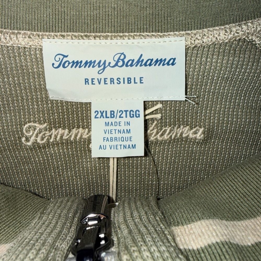Tommy Bahama Mens 2XLB New Flip Coast Reversible Half-Zip Pullover Sisal Heather - Picture 11 of 12